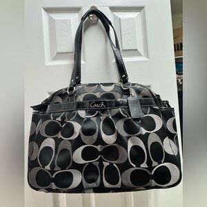 Coach Black and Silver Signature Tote